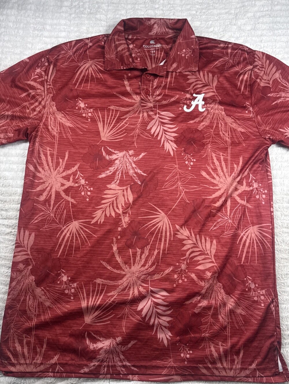 Alabama Crimson Tide Polo Shirt Men Red Hawaiian Colosseum NCAA Stretch 1XLT EUC
